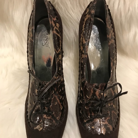 Carlos Brown Suede Lace Up Dress Shoe Size 9.5 - Picture 5 of 6